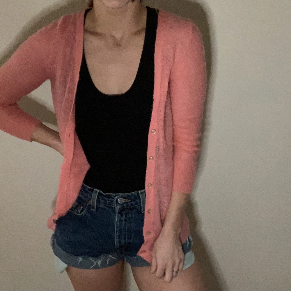 Super light weight pink fuzzy cardigan